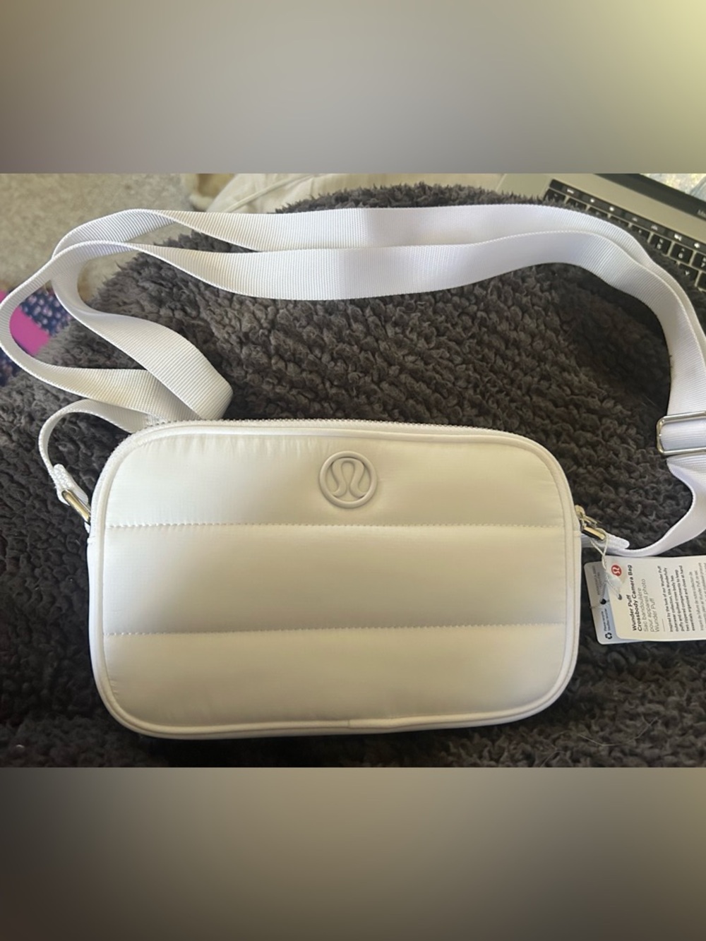 lululemon athletica White Quilted Crossbody camera bag